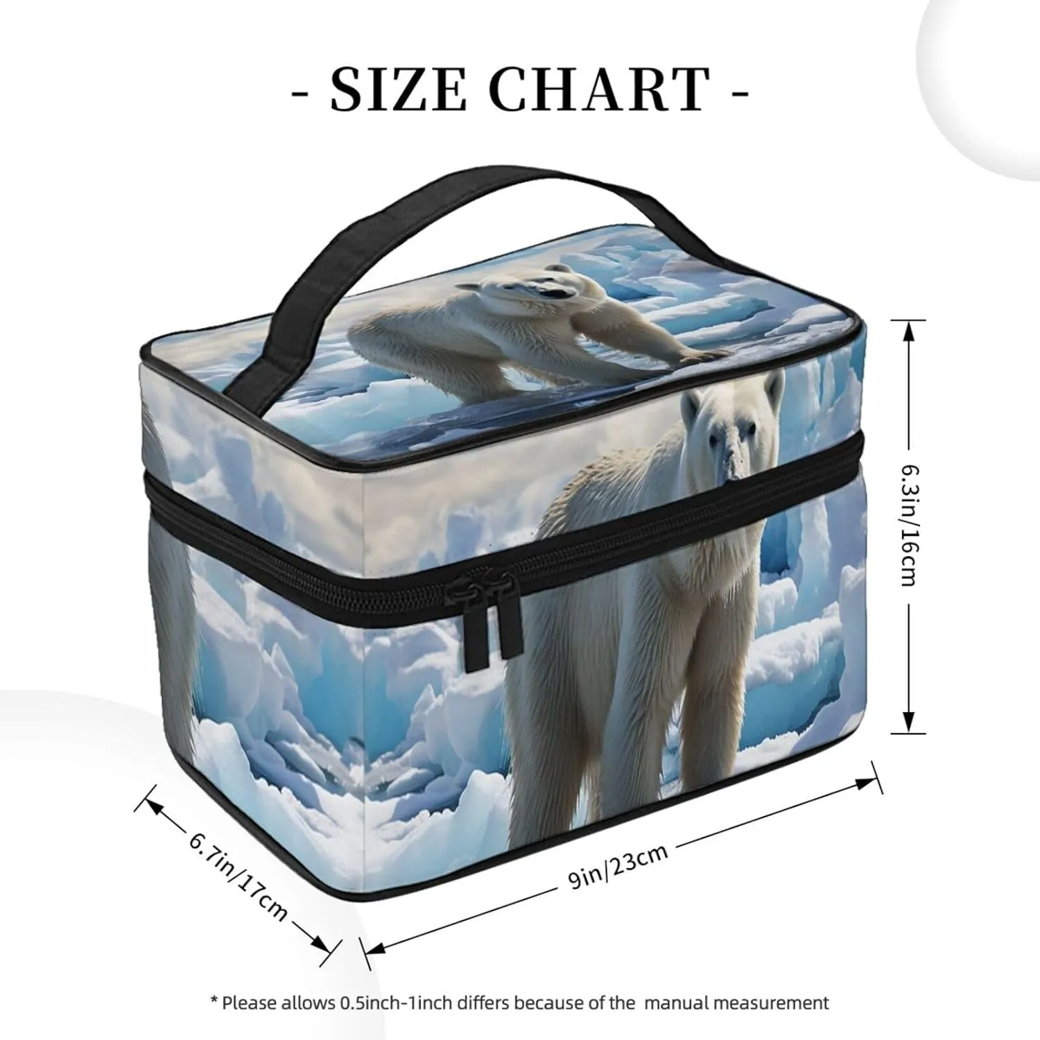 Travel Makeup Bag for Women Portable Cosmetic Bags Large Capacity Toiletry Bag Polar Bear Ice Make up Organizer with Handle Travel Essentials Cosmetic Bag Case Organizer