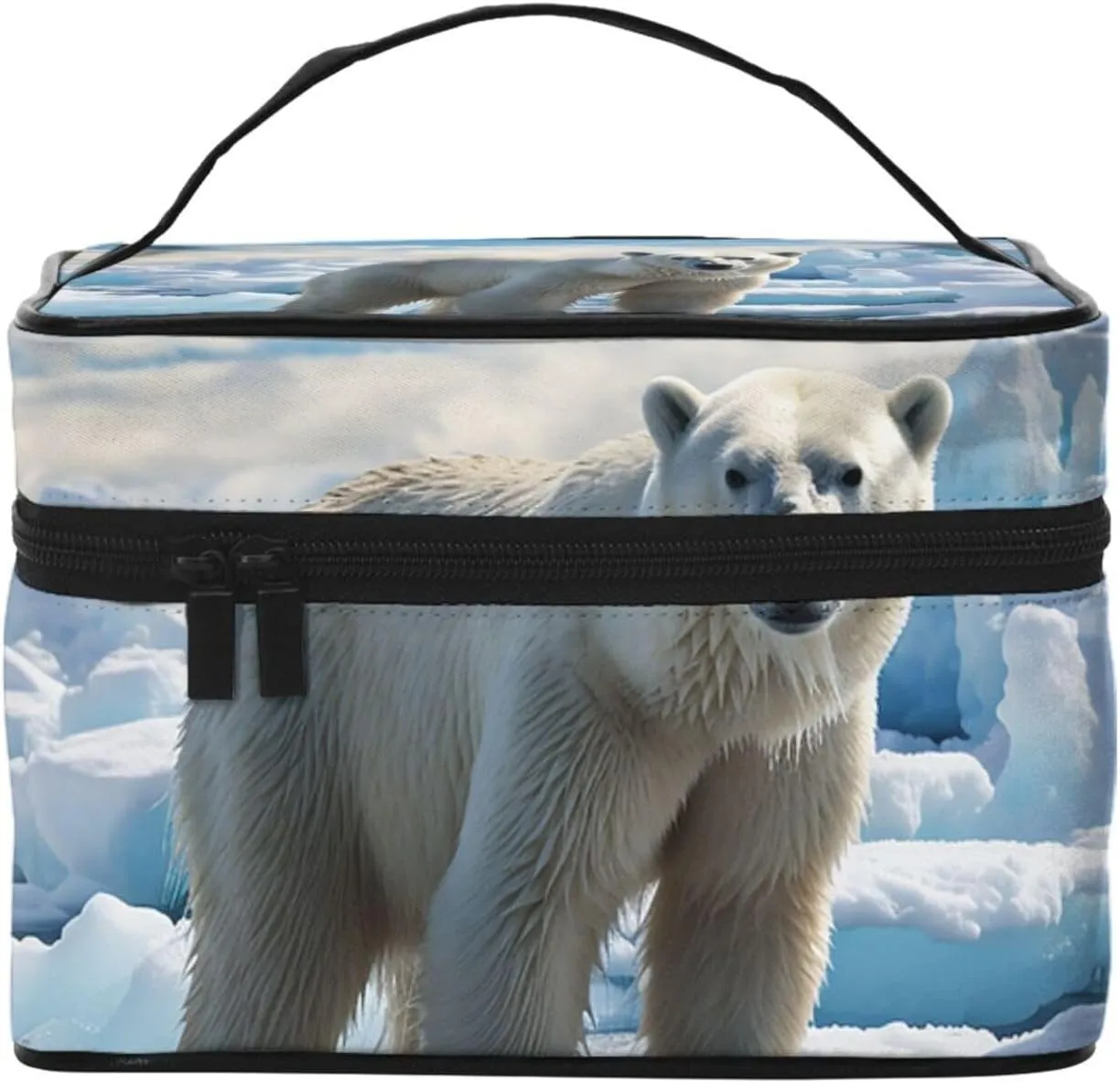 Travel Makeup Bag for Women Portable Cosmetic Bags Large Capacity Toiletry Bag Polar Bear Ice Make up Organizer with Handle Travel Essentials Cosmetic Bag Case Organizer
