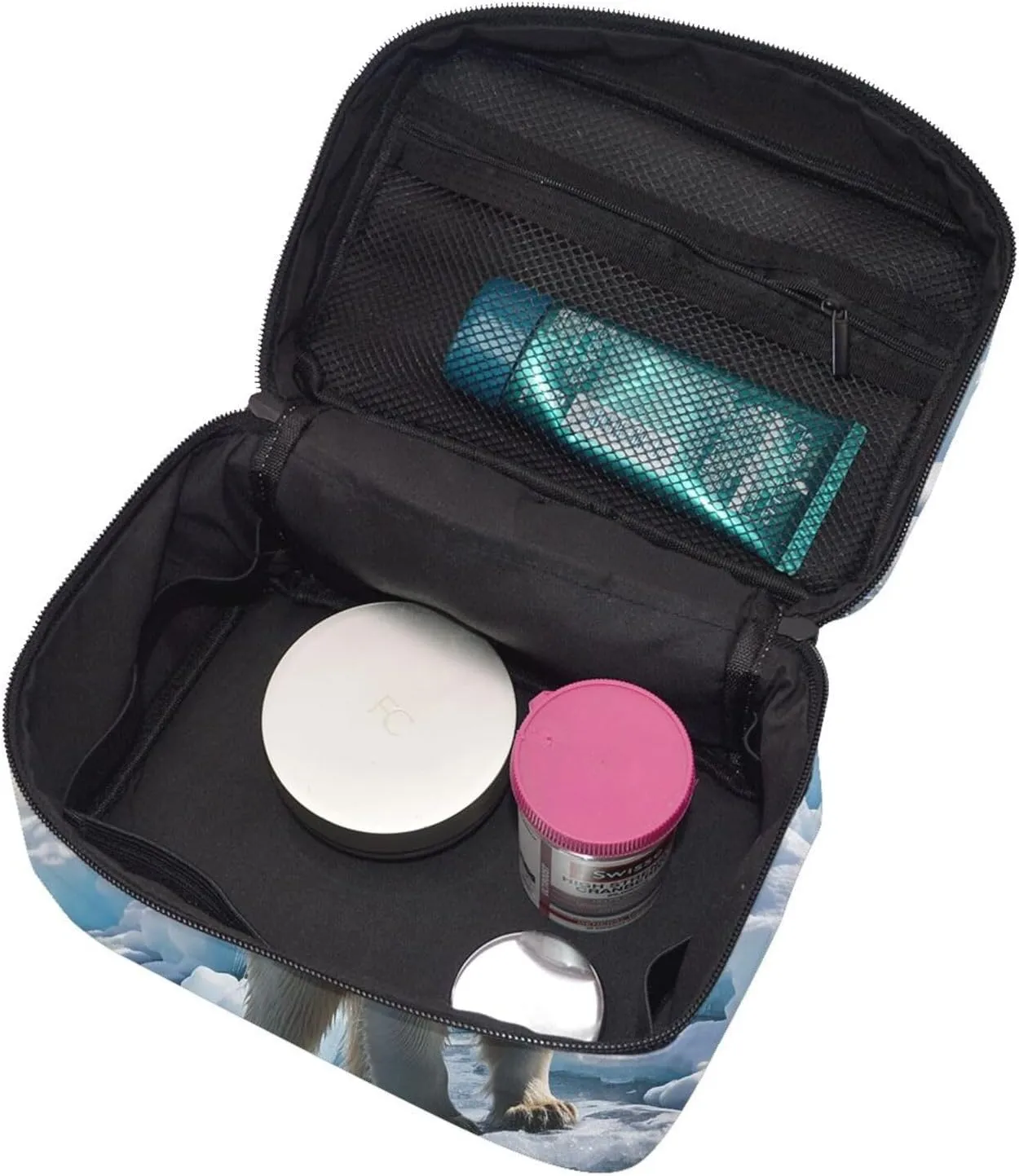 Travel Makeup Bag for Women Portable Cosmetic Bags Large Capacity Toiletry Bag Polar Bear Ice Make up Organizer with Handle Travel Essentials Cosmetic Bag Case Organizer