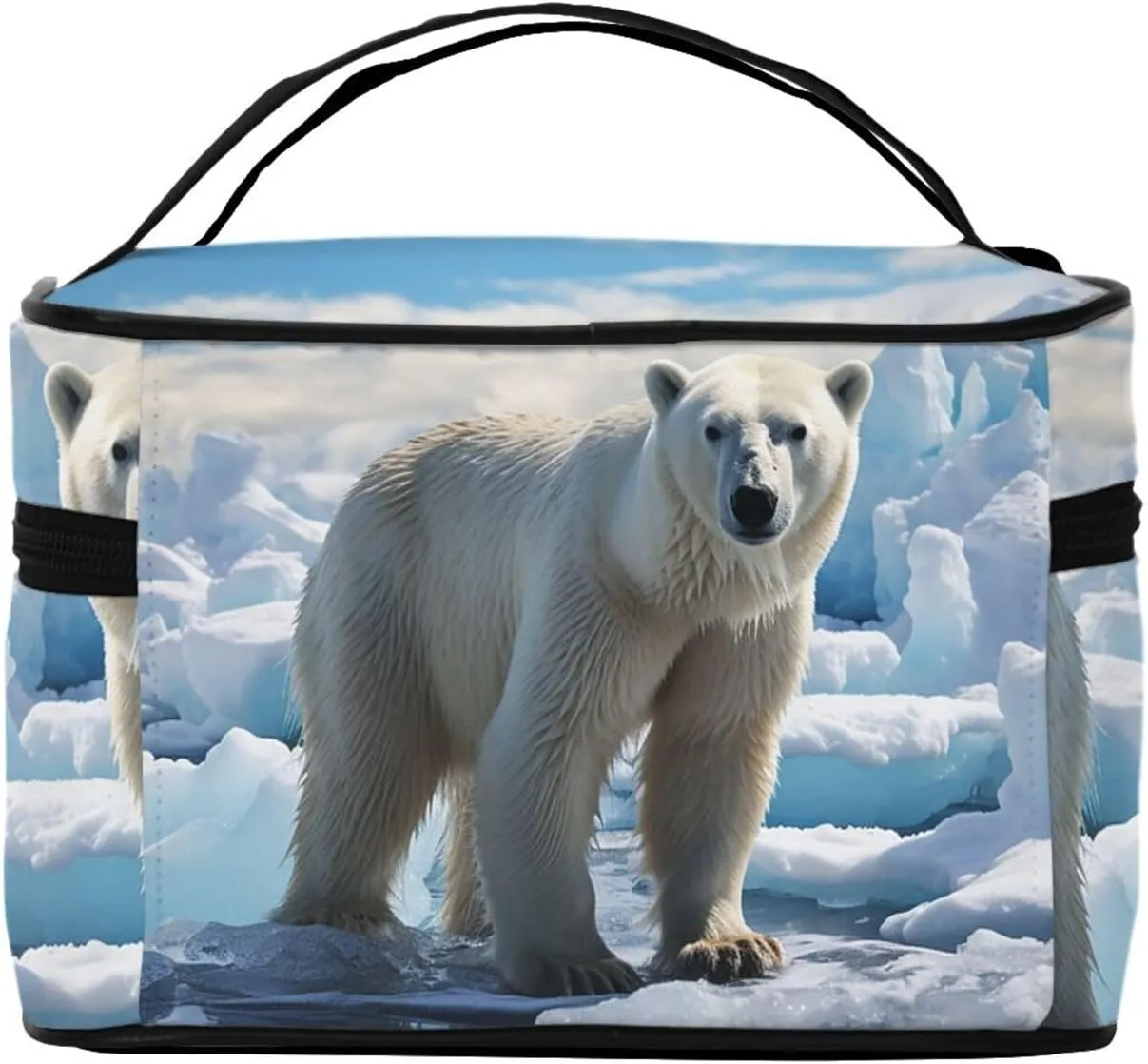 Travel Makeup Bag for Women Portable Cosmetic Bags Large Capacity Toiletry Bag Polar Bear Ice Make up Organizer with Handle Travel Essentials Cosmetic Bag Case Organizer