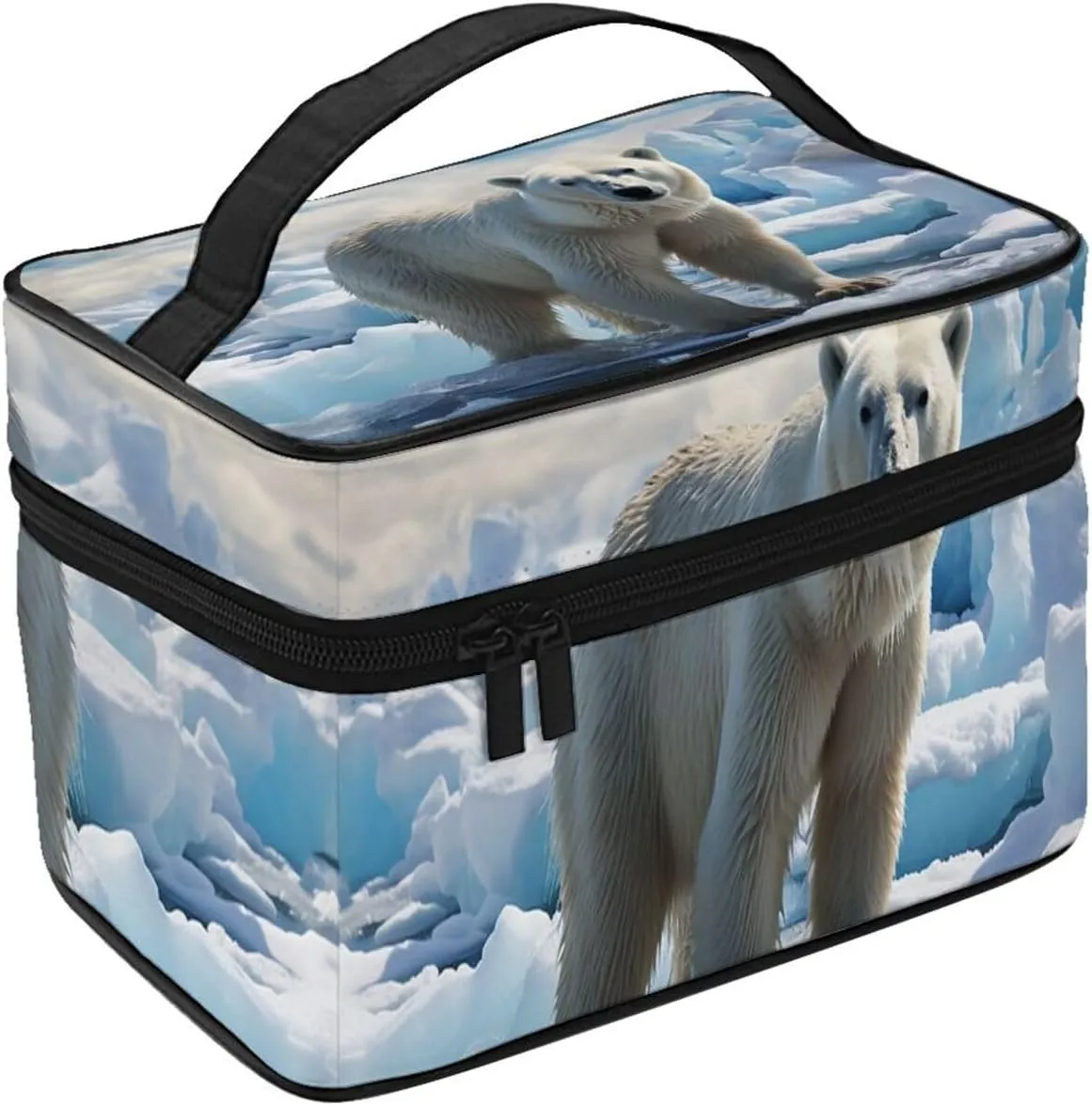 Travel Makeup Bag for Women Portable Cosmetic Bags Large Capacity Toiletry Bag Polar Bear Ice Make up Organizer with Handle Travel Essentials Cosmetic Bag Case Organizer