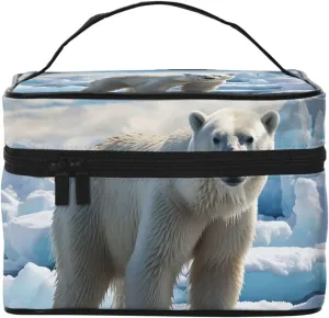 Travel Makeup Bag for Women Portable Cosmetic Bags Large Capacity Toiletry Bag Polar Bear Ice Make up Organizer with Handle Travel Essentials Cosmetic Bag Case Organizer