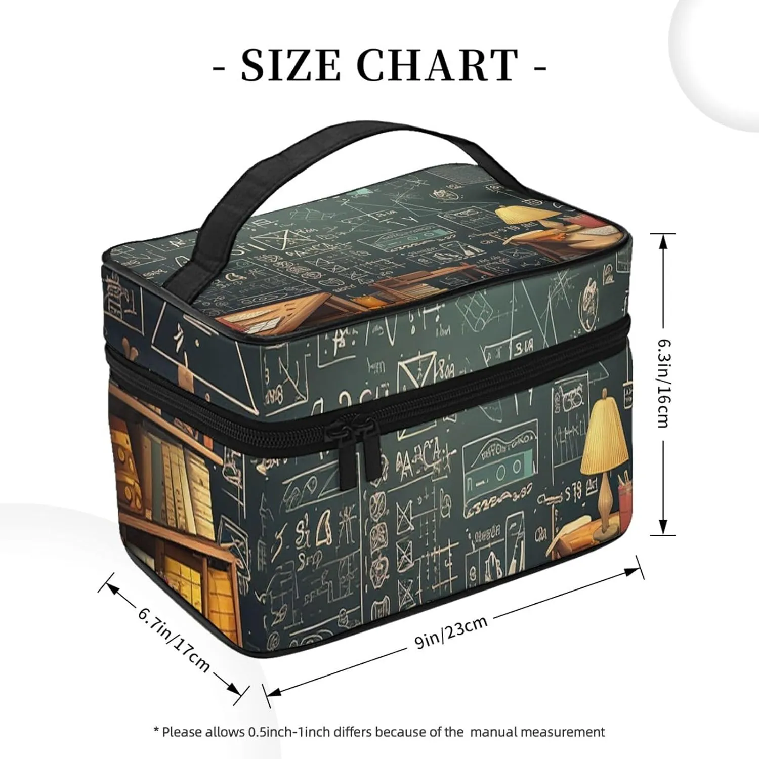 Travel Makeup Bag for Women Portable Cosmetic Bags Large Capacity Toiletry Bag School math Make up Organizer with Handle Travel Essentials Cosmetic Bag Case Organizer