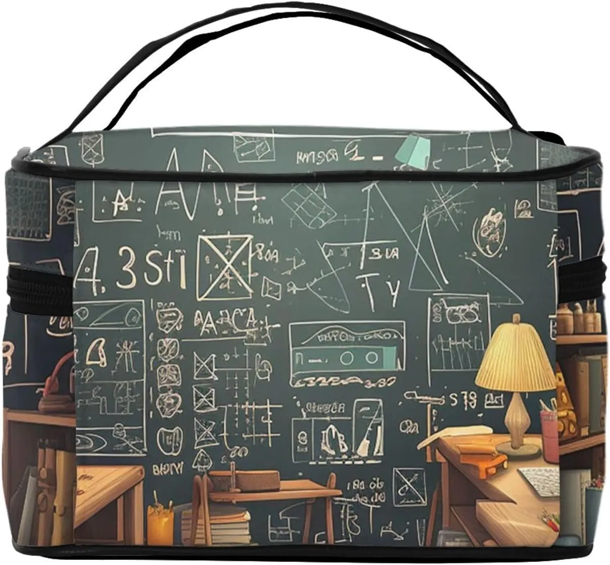 Travel Makeup Bag for Women Portable Cosmetic Bags Large Capacity Toiletry Bag School math Make up Organizer with Handle Travel Essentials Cosmetic Bag Case Organizer