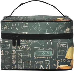 Travel Makeup Bag for Women Portable Cosmetic Bags Large Capacity Toiletry Bag School math Make up Organizer with Handle Travel Essentials Cosmetic Bag Case Organizer