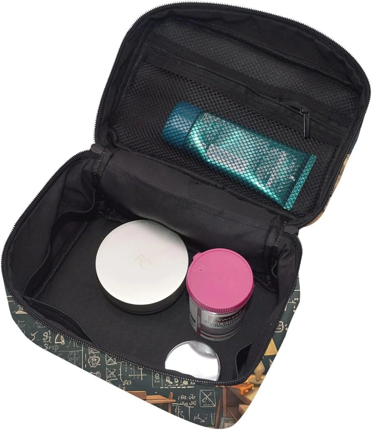 Travel Makeup Bag for Women Portable Cosmetic Bags Large Capacity Toiletry Bag School math Make up Organizer with Handle Travel Essentials Cosmetic Bag Case Organizer
