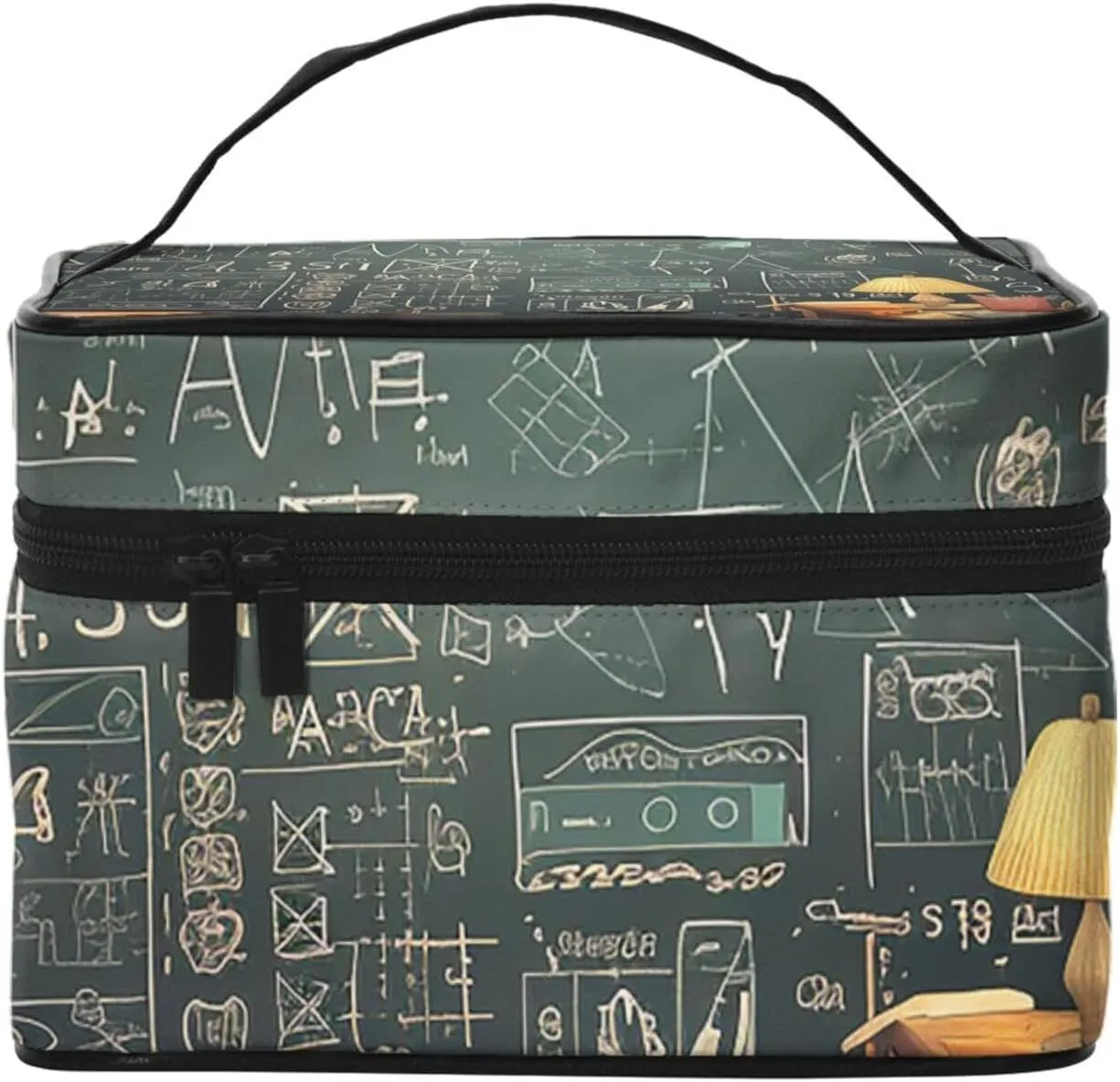Travel Makeup Bag for Women Portable Cosmetic Bags Large Capacity Toiletry Bag School math Make up Organizer with Handle Travel Essentials Cosmetic Bag Case Organizer