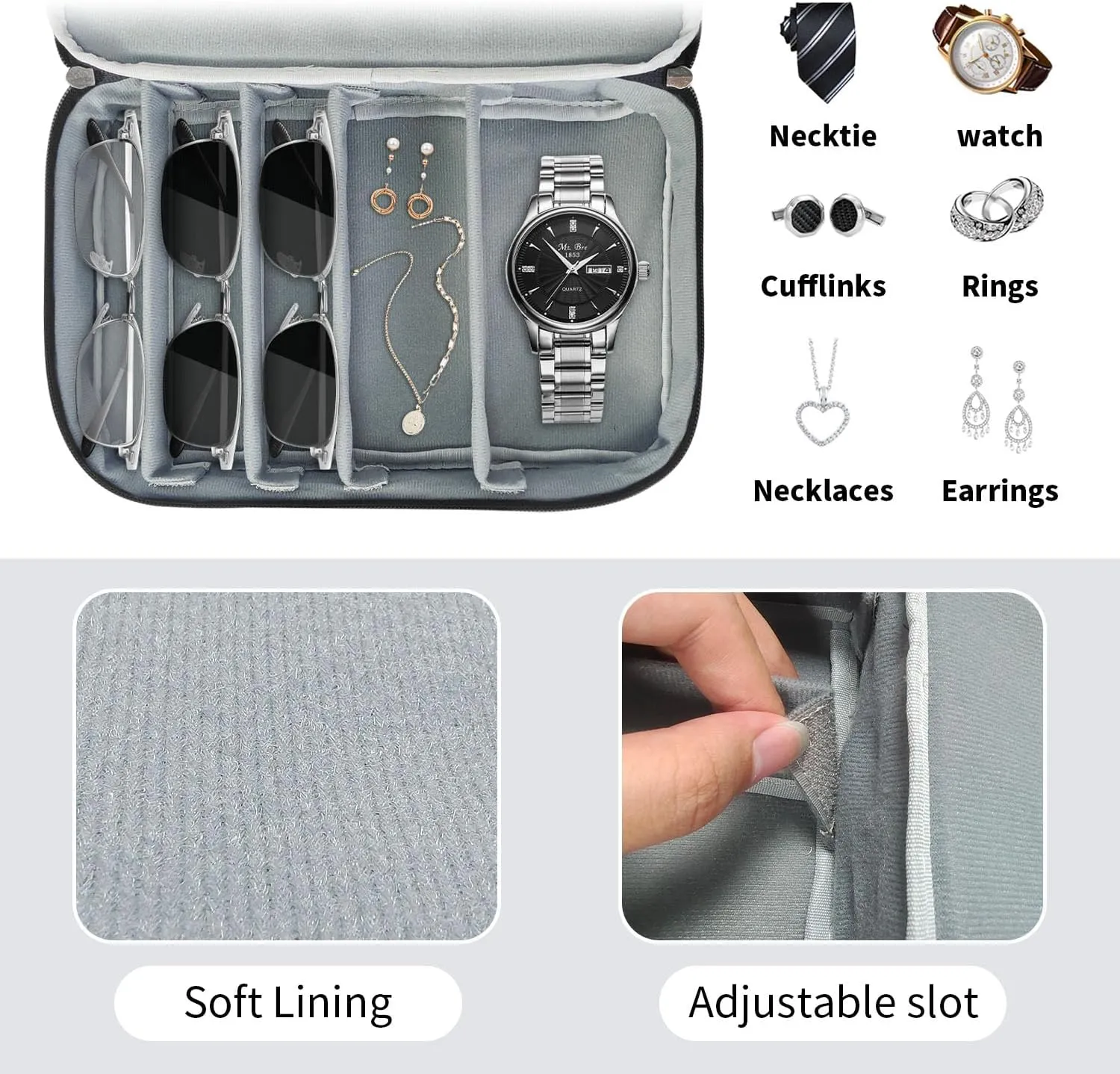 Travel Sunglasses Organizer Case, Portable Sunglasses Case, Eyeglasses Storage Holder for Men Women
