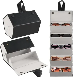 Travel Sunglasses Organizer Case with 5 Slots for Multiple Pairs, Portable Eyeglasses Storage for Men & Women