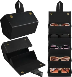 Travel Sunglasses Organizer Case with 5 Slots for Multiple Pairs, Portable Eyeglasses Storage for Men & Women