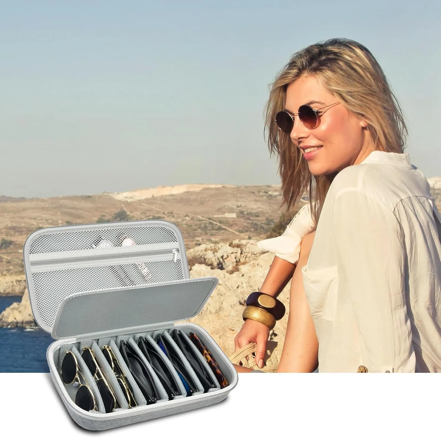 Travel Sunglasses Organizer Cases for Quay Polarized Sunglasses Men Women, Trendy Sunglasse Storage Holder (Bag Only)