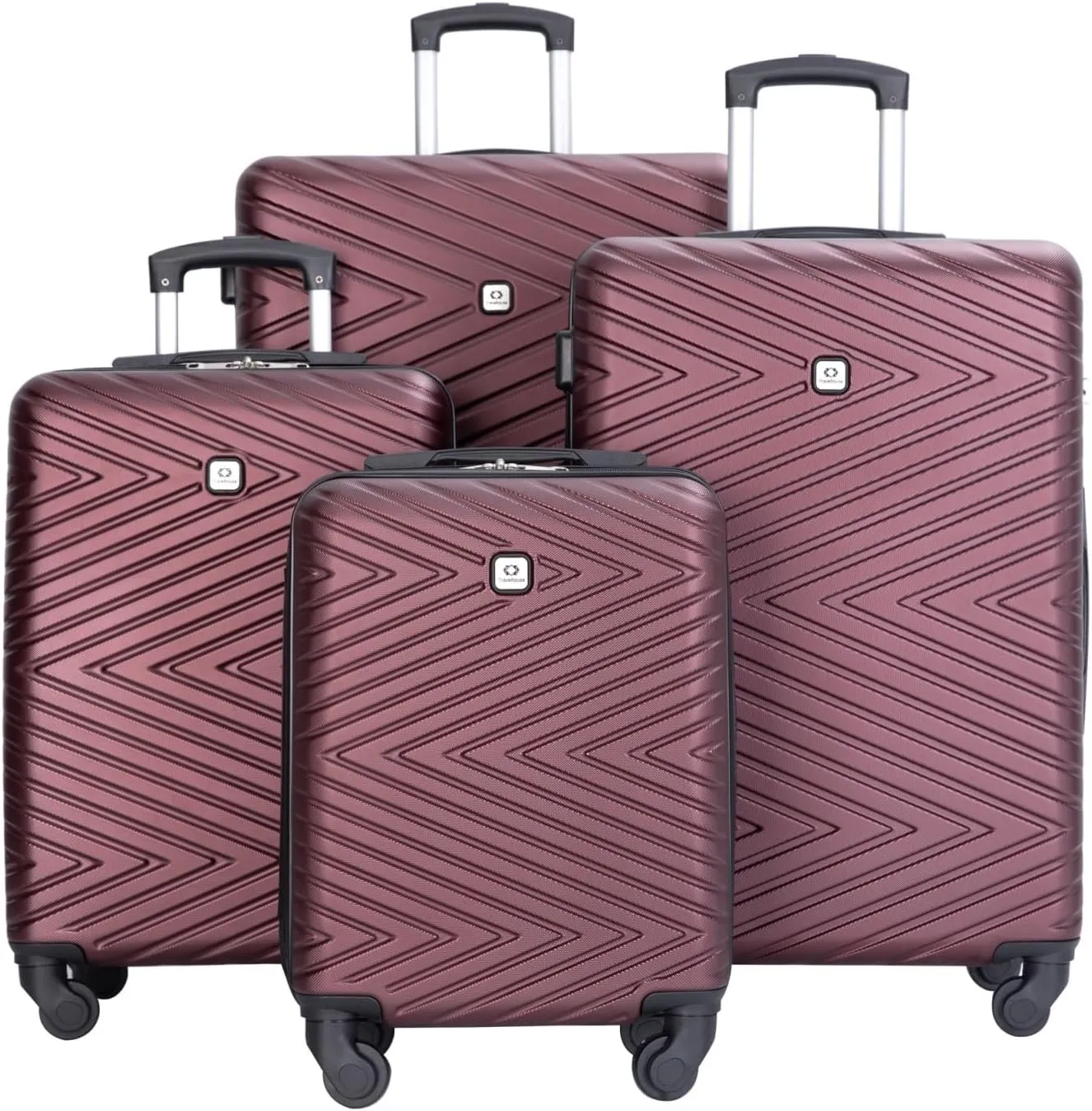 Travelhouse 4 Piece Luggage Sets Travel Suitcase, Large Capacity Lightweight Luggage Sets with TSA Lock & Spinner Wheels, Clearance Carry On Luggage Suitcase Set (WINE RED, 4 piece luggage set)