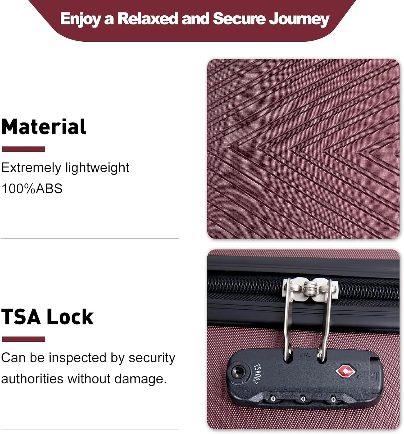 Travelhouse 4 Piece Luggage Sets Travel Suitcase, Large Capacity Lightweight Luggage Sets with TSA Lock & Spinner Wheels, Clearance Carry On Luggage Suitcase Set (WINE RED, 4 piece luggage set)