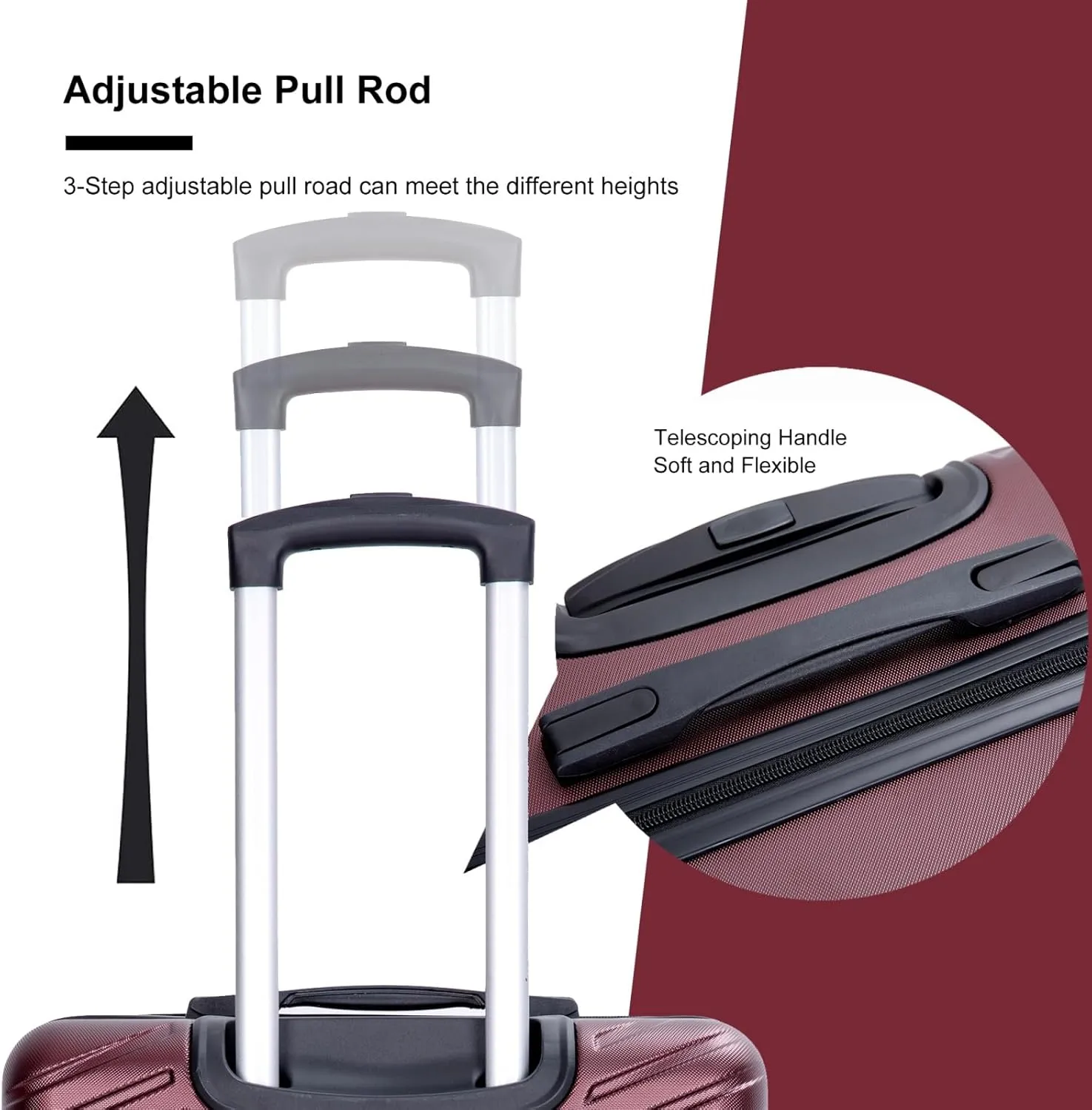Travelhouse 4 Piece Luggage Sets Travel Suitcase, Large Capacity Lightweight Luggage Sets with TSA Lock & Spinner Wheels, Clearance Carry On Luggage Suitcase Set (WINE RED, 4 piece luggage set)