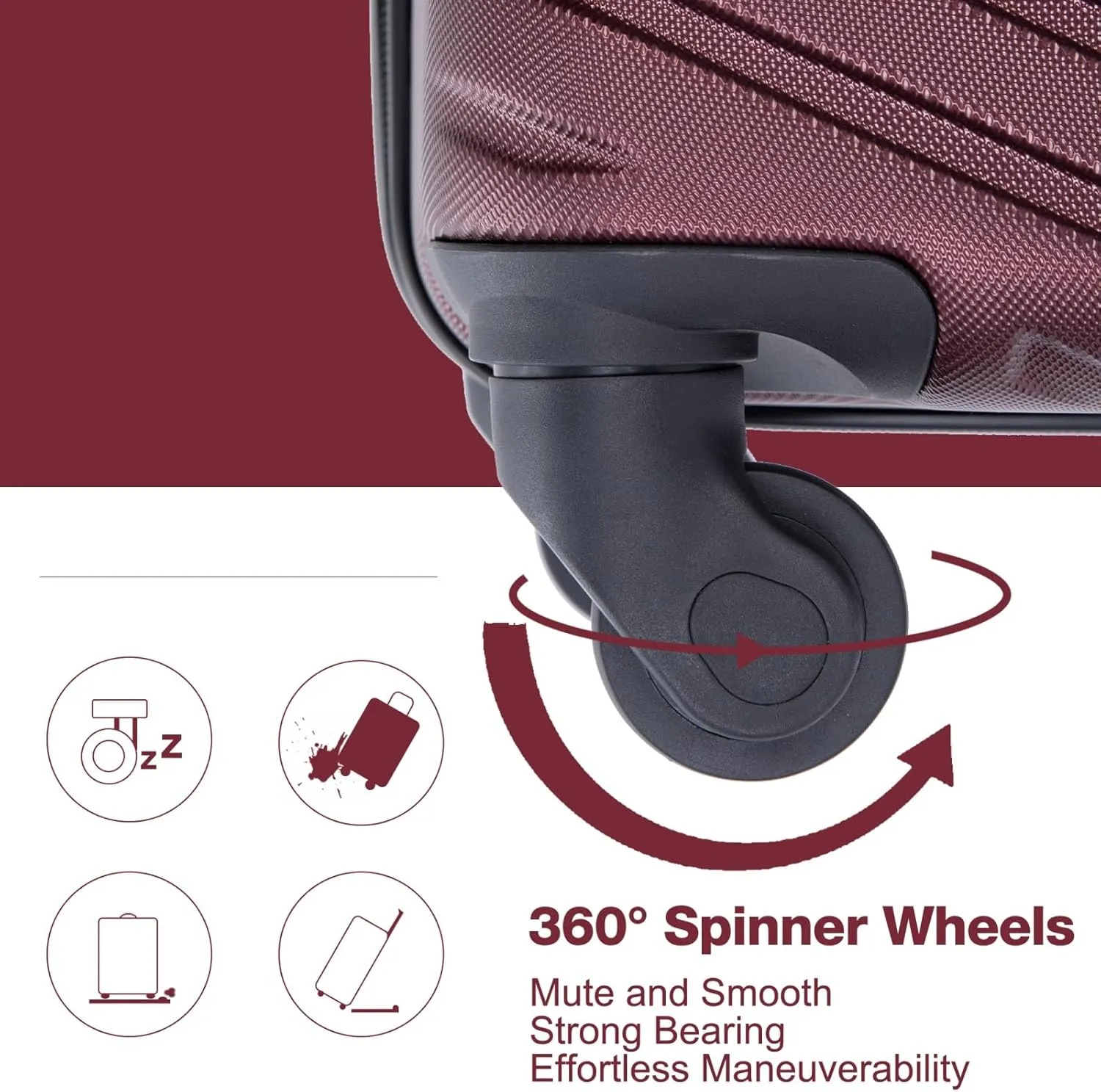 Travelhouse 4 Piece Luggage Sets Travel Suitcase, Large Capacity Lightweight Luggage Sets with TSA Lock & Spinner Wheels, Clearance Carry On Luggage Suitcase Set (WINE RED, 4 piece luggage set)