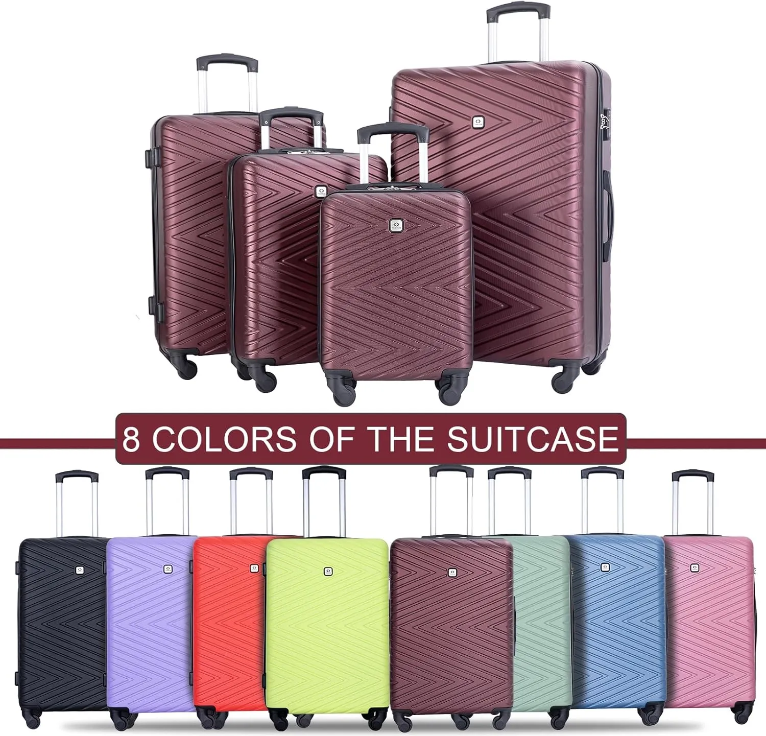 Travelhouse 4 Piece Luggage Sets Travel Suitcase, Large Capacity Lightweight Luggage Sets with TSA Lock & Spinner Wheels, Clearance Carry On Luggage Suitcase Set (WINE RED, 4 piece luggage set)