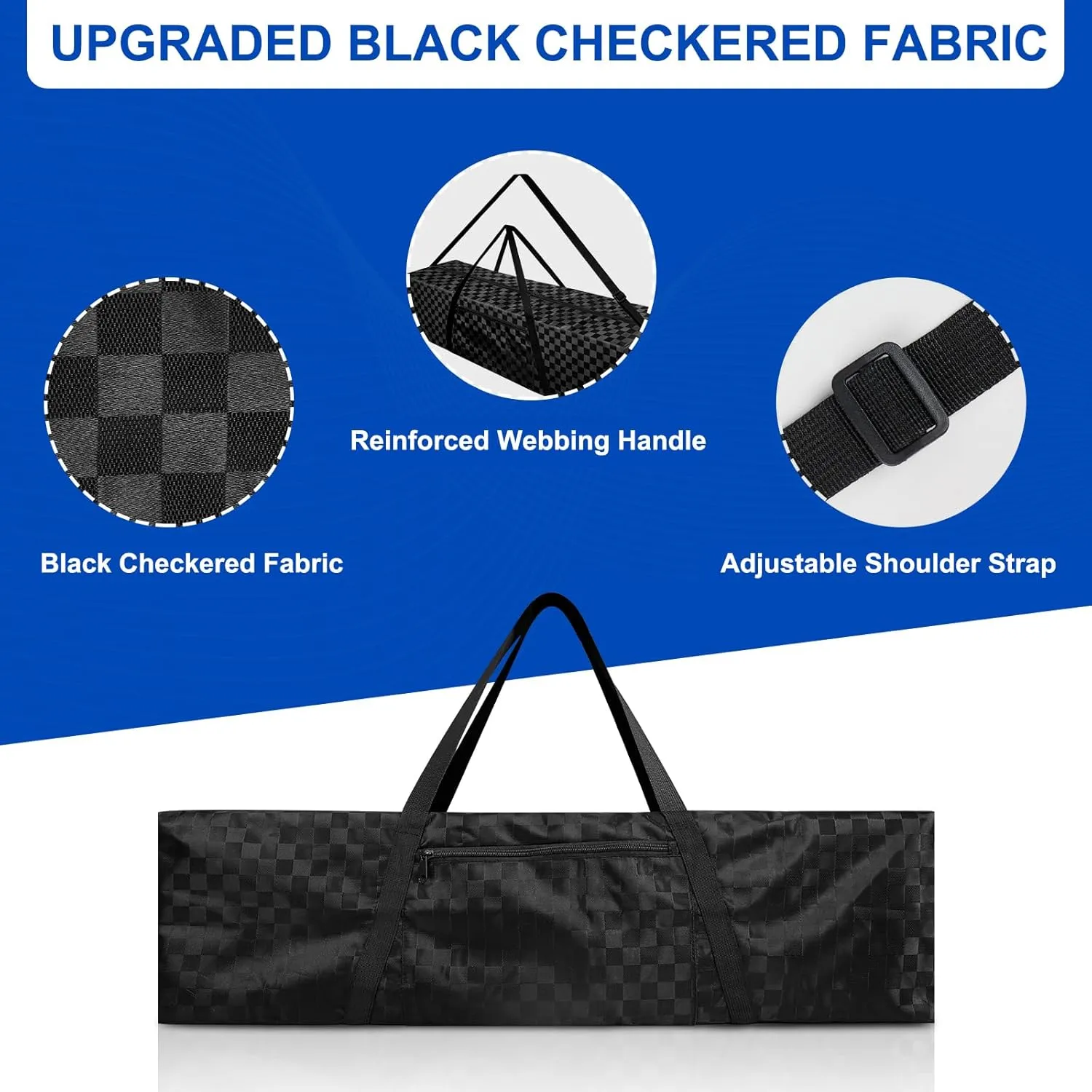 Tripod Bag with External Pocket - 30 Inch Tripod Carrying Case with Shoulder Straps and Dual Handles Full Zippers for Lights, Cameras, Mic Stands, Music Stands (Checkered Fabric)