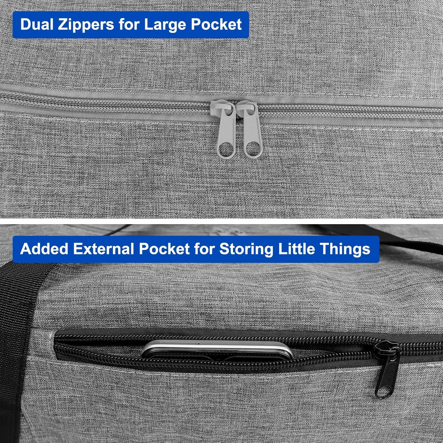 Tripod Bag with External Pocket - 30 Inch Tripod Carrying Case with Shoulder Straps and Dual Handles Full Zippers for Lights, Cameras, Mic Stands, Music Stands (Grey)