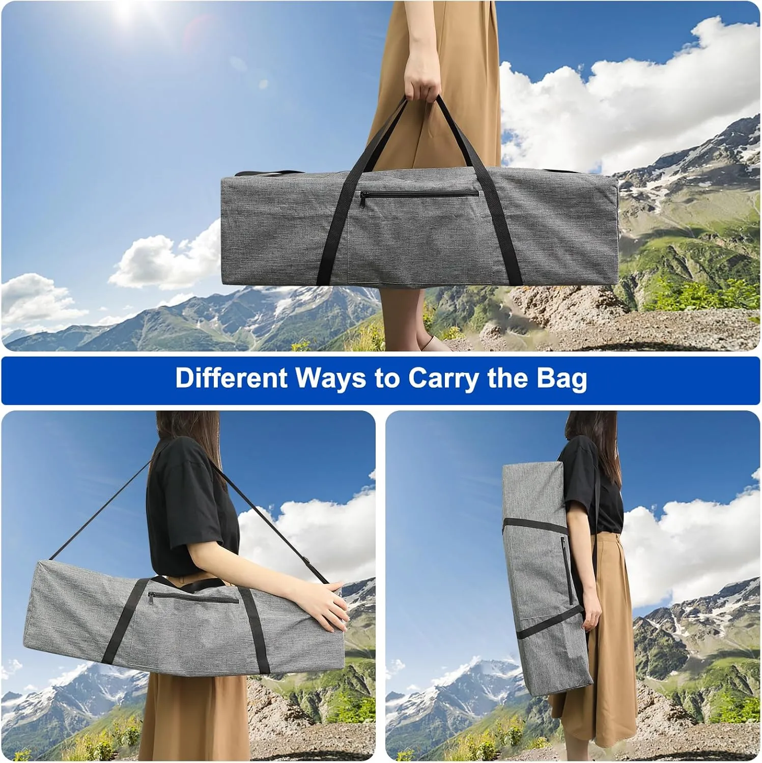Tripod Bag with External Pocket - 30 Inch Tripod Carrying Case with Shoulder Straps and Dual Handles Full Zippers for Lights, Cameras, Mic Stands, Music Stands (Grey)