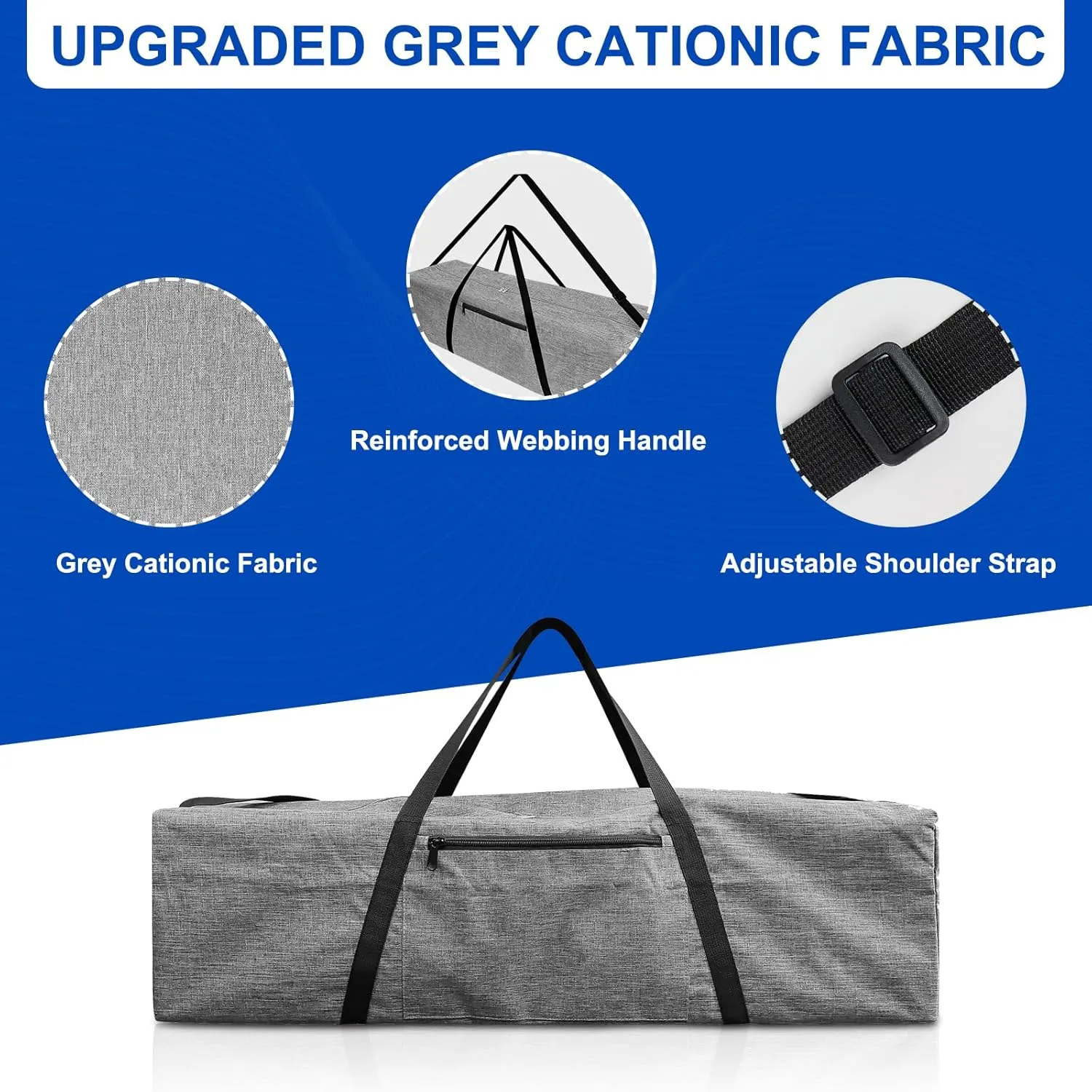 Tripod Bag with External Pocket - 30 Inch Tripod Carrying Case with Shoulder Straps and Dual Handles Full Zippers for Lights, Cameras, Mic Stands, Music Stands (Grey)