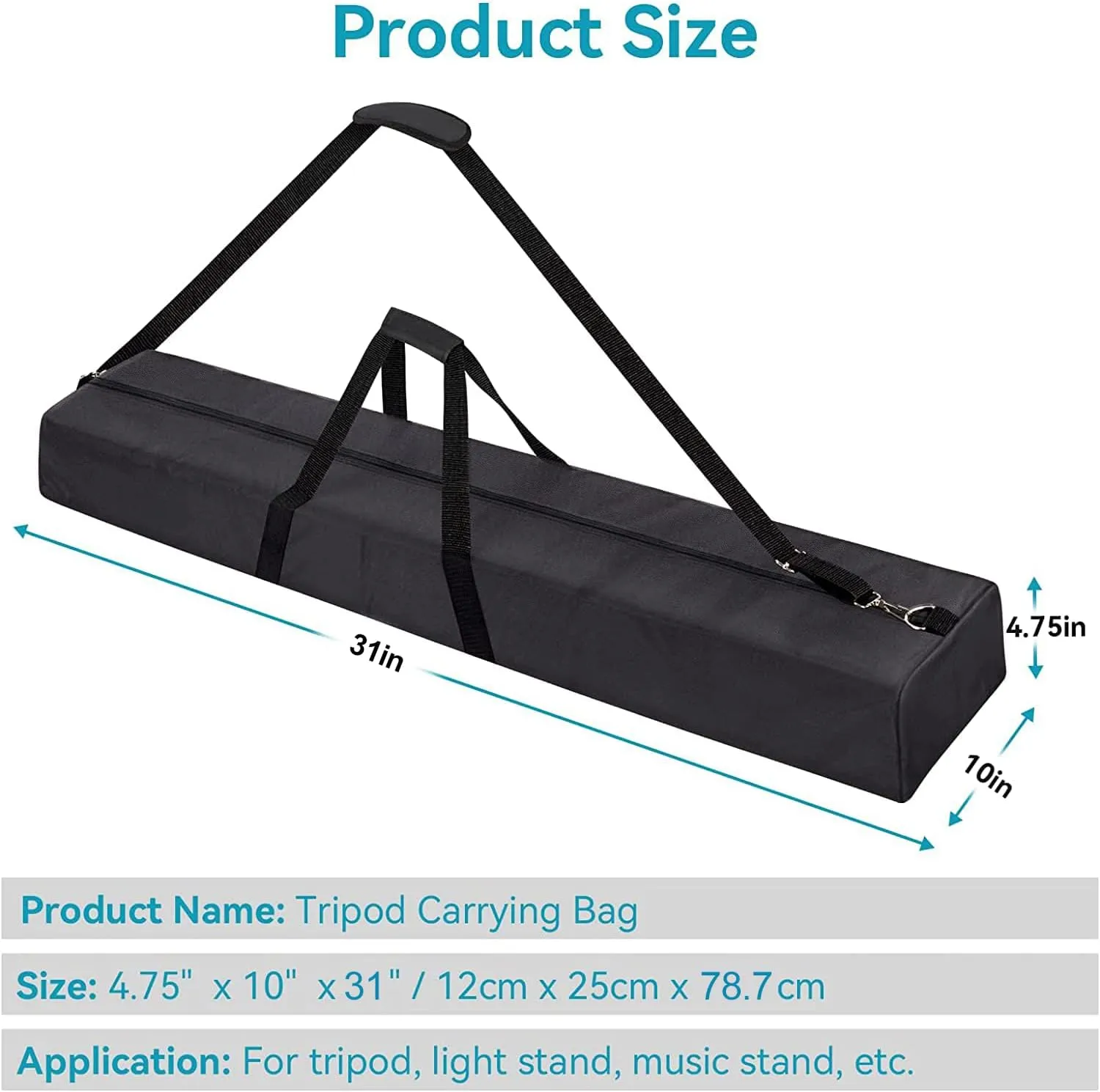 Tripod Carrying Bag, 31" Long Carry Case for Speaker Stands, Light/Lighting Stand, Mic/Microphone Poles - with Adjustable Shoulder Strap, Heavy Duty Handle and Double Zipper