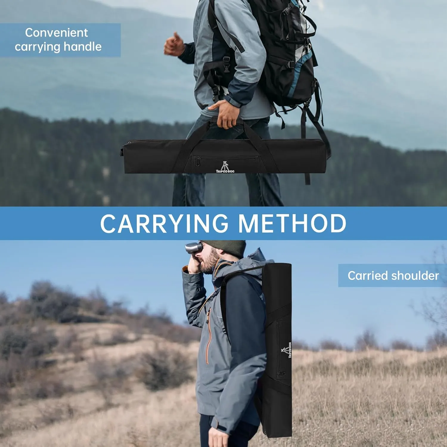 Tripod Carrying Case, 29x4.5x4.5in Heavy Duty Tripod Bag with Shoulder Straps and Handles, Multifunctional Monopod Case for Music Stand, Lights, Speakers, Cameras, Booms, Microphone Stands