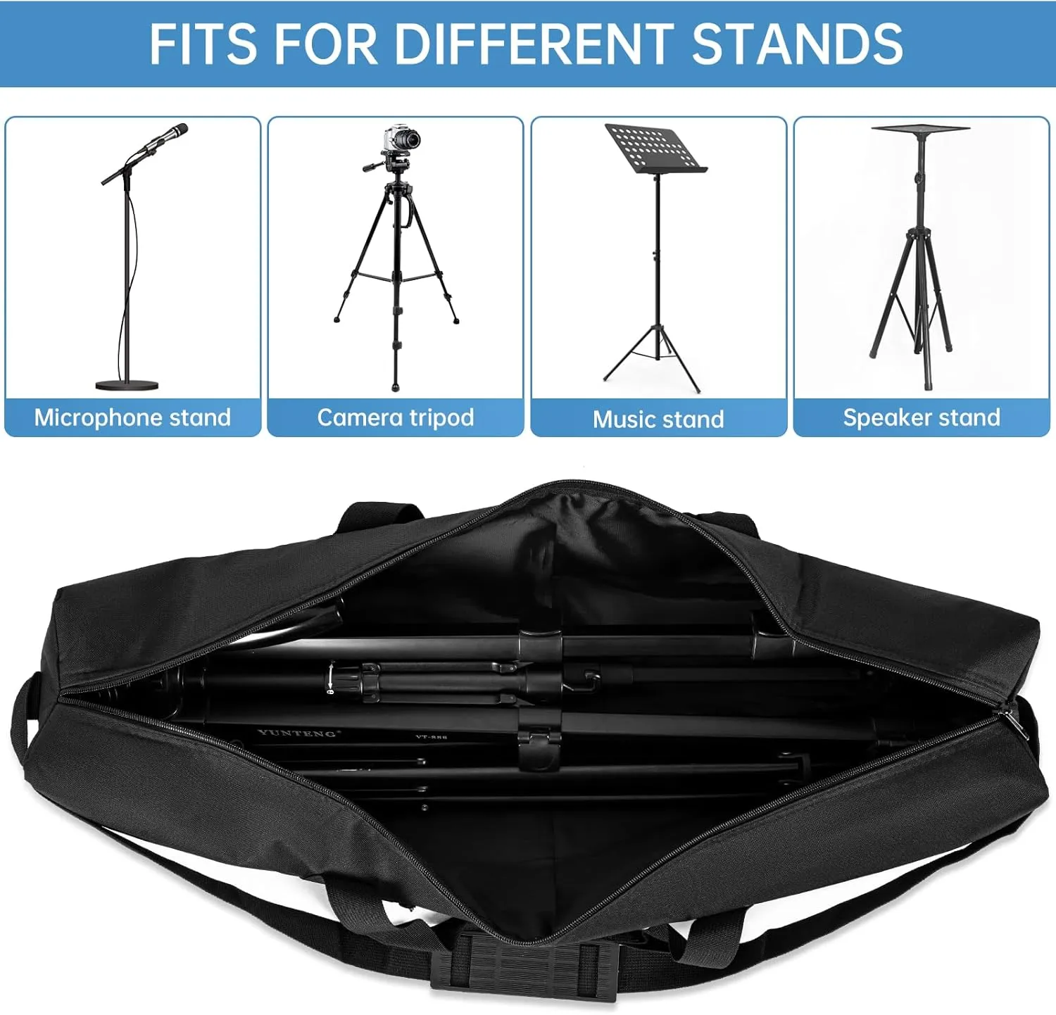 Tripod Carrying Case, 29x4.5x4.5in Heavy Duty Tripod Bag with Shoulder Straps and Handles, Multifunctional Monopod Case for Music Stand, Lights, Speakers, Cameras, Booms, Microphone Stands