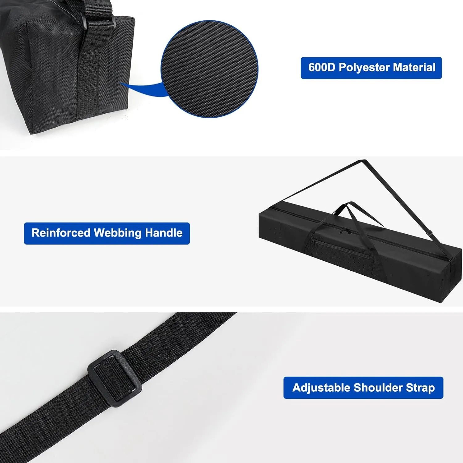 Tripod Carrying Case - 36 Inch 600D Oxford Tripod Bag with Shoulder Straps and Dual Handles Full Zippers for Lights, Cameras, Microphone Stands, Music Stands