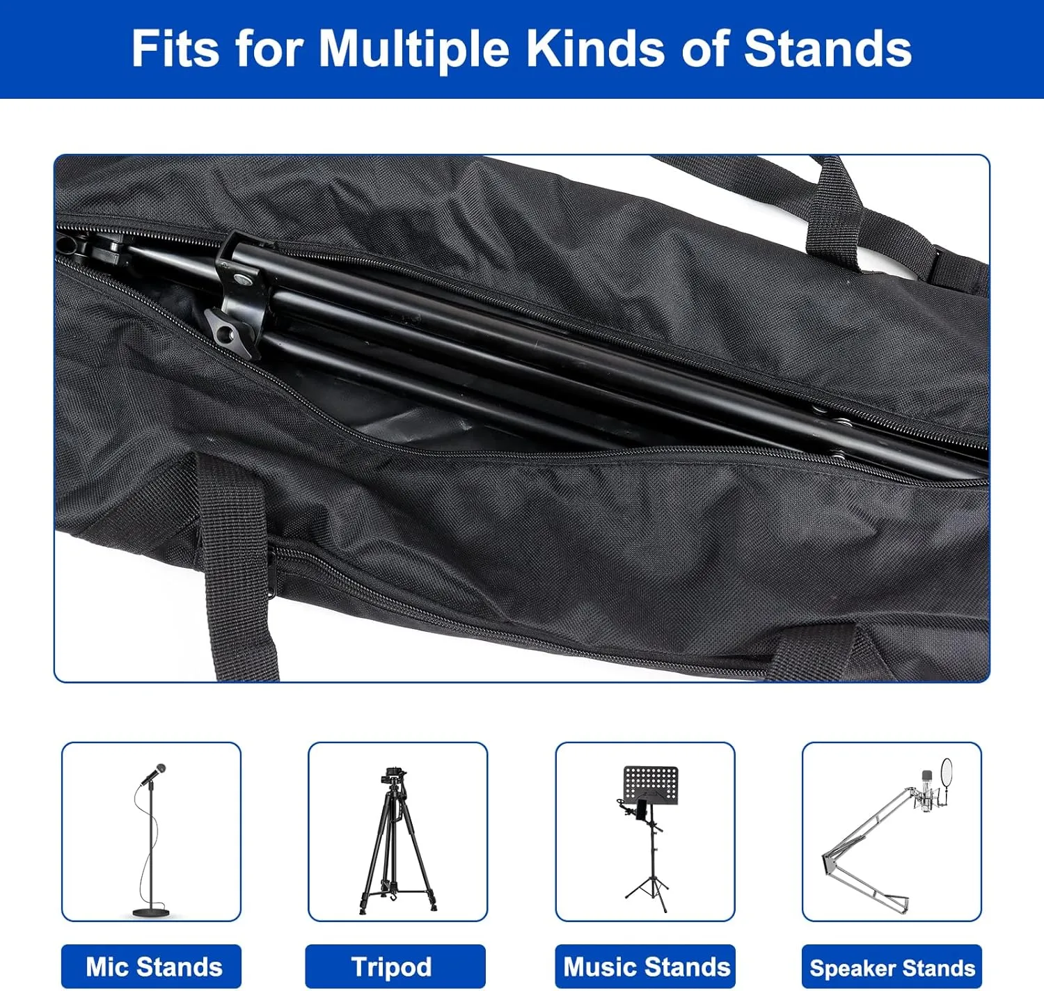 Tripod Carrying Case - 36 Inch 600D Oxford Tripod Bag with Shoulder Straps and Dual Handles Full Zippers for Lights, Cameras, Microphone Stands, Music Stands