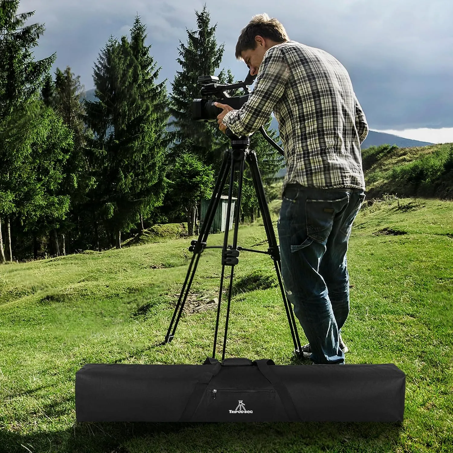 Tripod Carrying Case, 50x8x8in Heavy Duty Tripod Bag with Shoulder Straps and Handles, Multifunctional Monopod Case for Music Stand, Lights, Speakers, Cameras, Booms, Microphone Stands