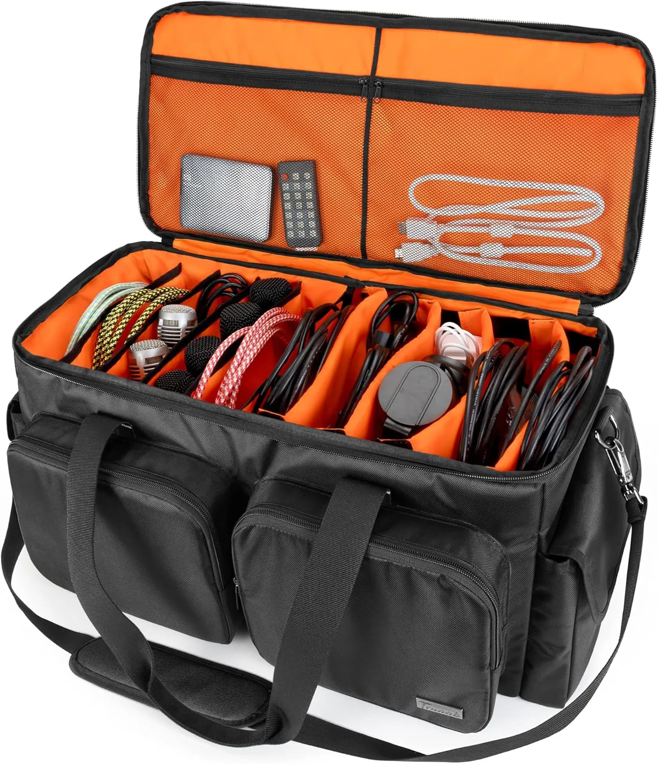 Trunab DJ Cable File Bag with Detachable Padded Bottom and Dividers, Travel Gig Bag for Professional DJ Gear, Musical Instrument and Accessories