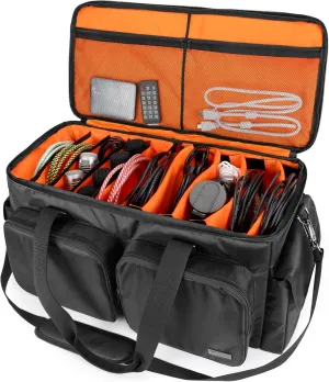 Trunab DJ Cable File Bag with Detachable Padded Bottom and Dividers, Travel Gig Bag for Professional DJ Gear, Musical Instrument and Accessories