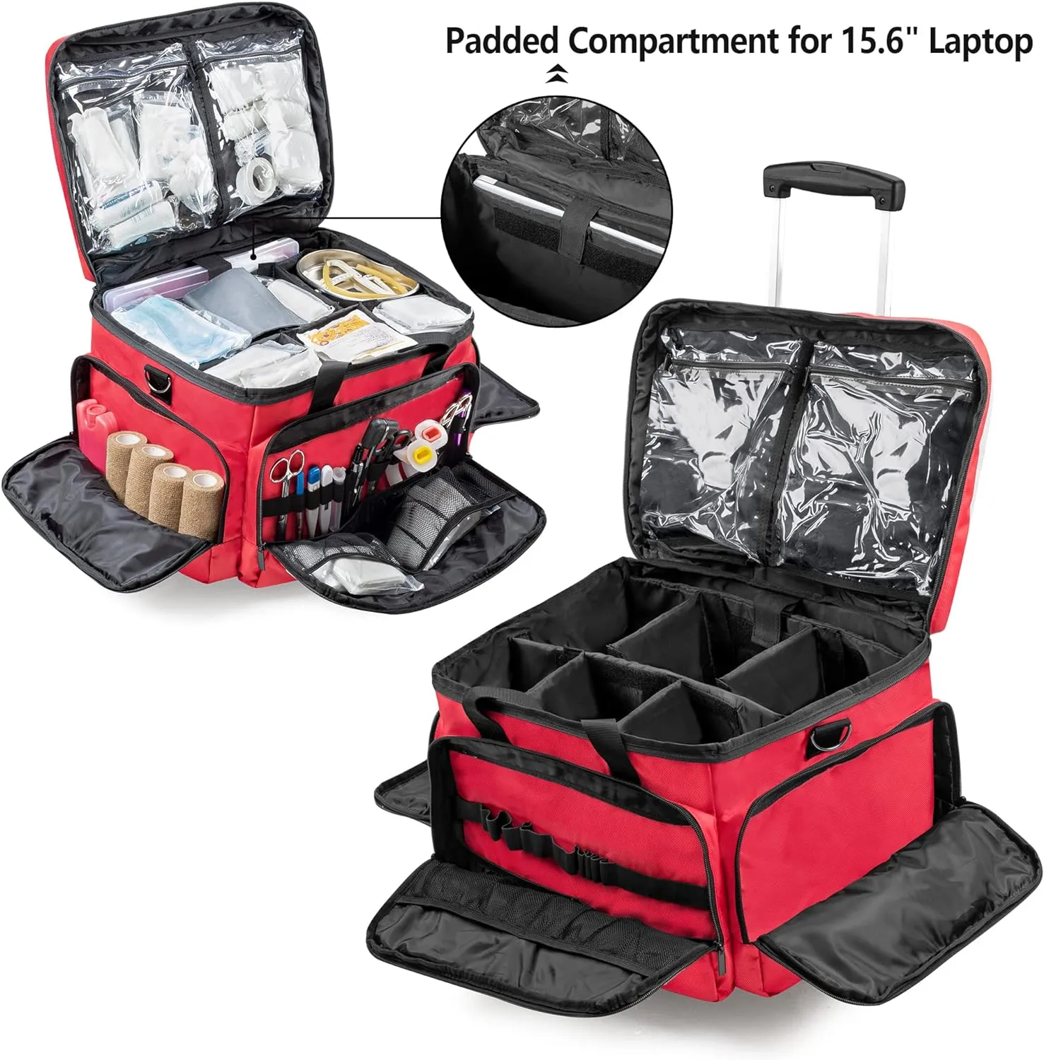 Trunab Rolling Medical Equipment Storage Bag,First Aid Kits Bag for Nurses and Doctors,EMT, EMS