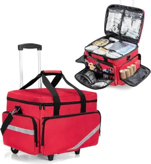 Trunab Rolling Medical Equipment Storage Bag,First Aid Kits Bag for Nurses and Doctors,EMT, EMS