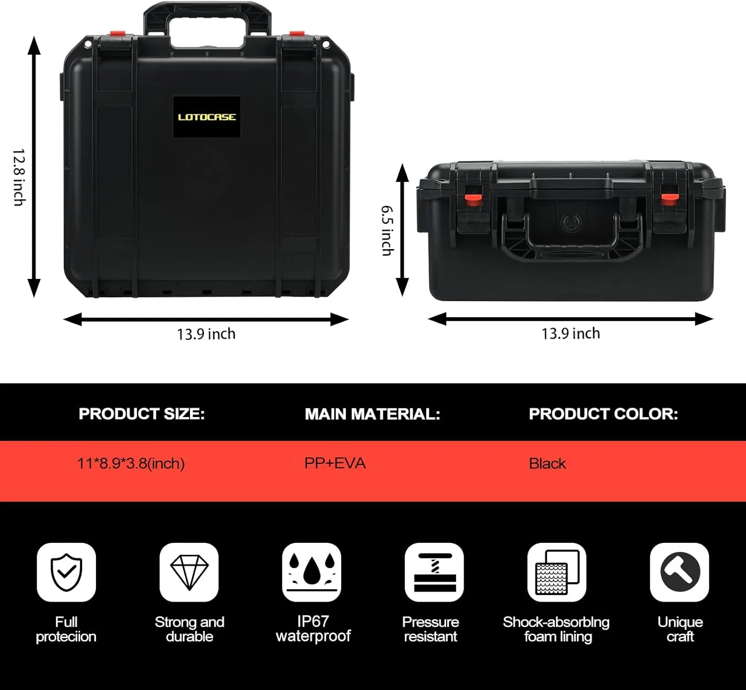 TSA Approved Gun Case for Pistol - Holds 5 Handguns & 16 Magazines | Air Travel Hard Shell Pistol Case | Pre-cut Heavy Duty Waterproof Multiple Pistols Storage Box with Silica Gel Canister