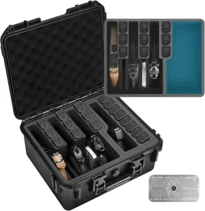 TSA Approved Gun Case for Pistol - Holds 5 Handguns & 16 Magazines | Air Travel Hard Shell Pistol Case | Pre-cut Heavy Duty Waterproof Multiple Pistols Storage Box with Silica Gel Canister