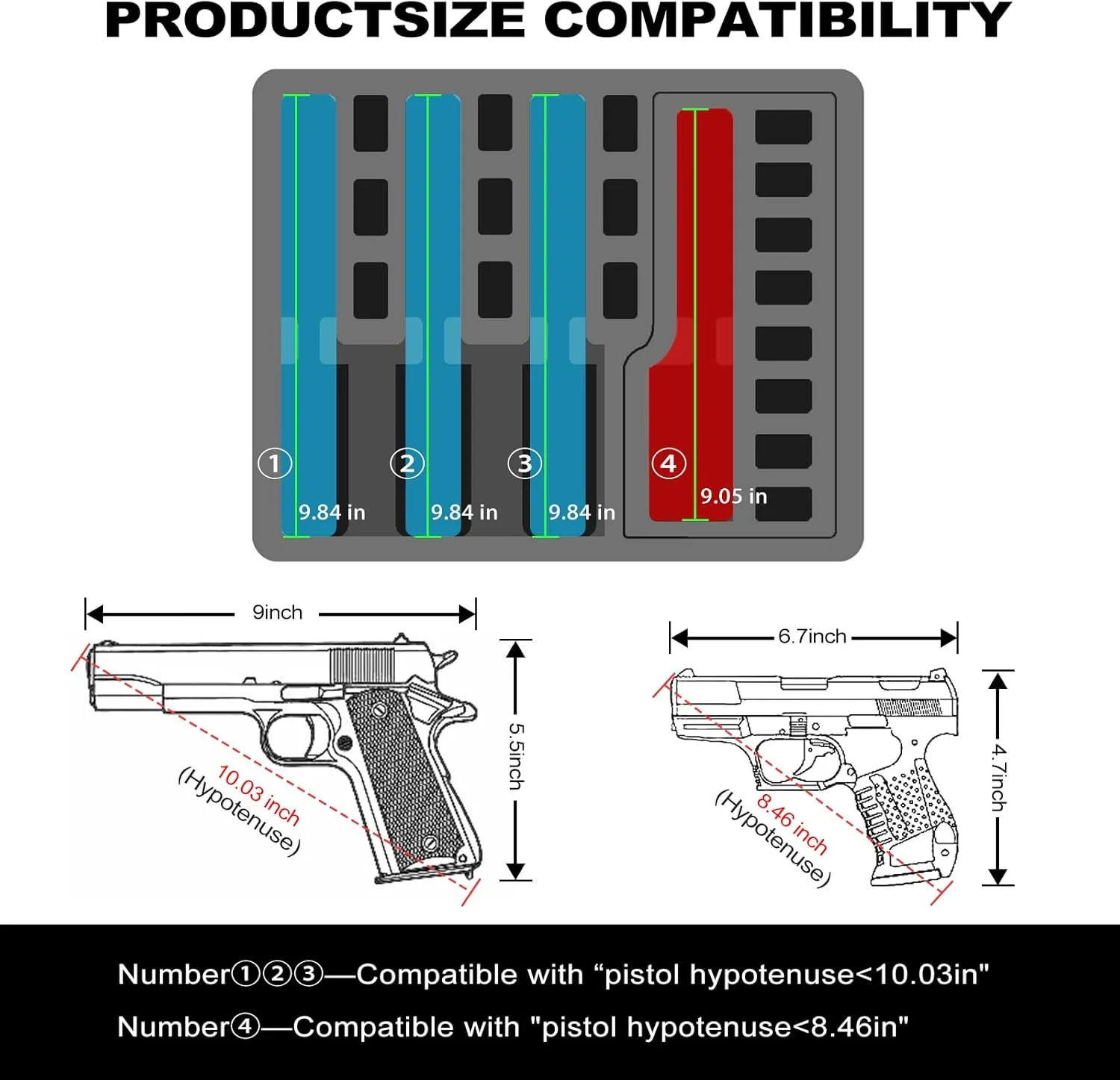TSA Approved Gun Case for Pistol - Holds 5 Handguns & 16 Magazines | Air Travel Hard Shell Pistol Case | Pre-cut Heavy Duty Waterproof Multiple Pistols Storage Box with Silica Gel Canister