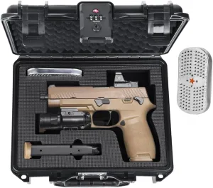 TSA Approved Gun Case for SIG SAUER P320 XFull/M18/P365/P322/P226/P229 – Hard Shell Pistol Case with Desiccant, Waterproof IP67 Gun Safe for Handguns, Pistol Cases for Travel & Storage