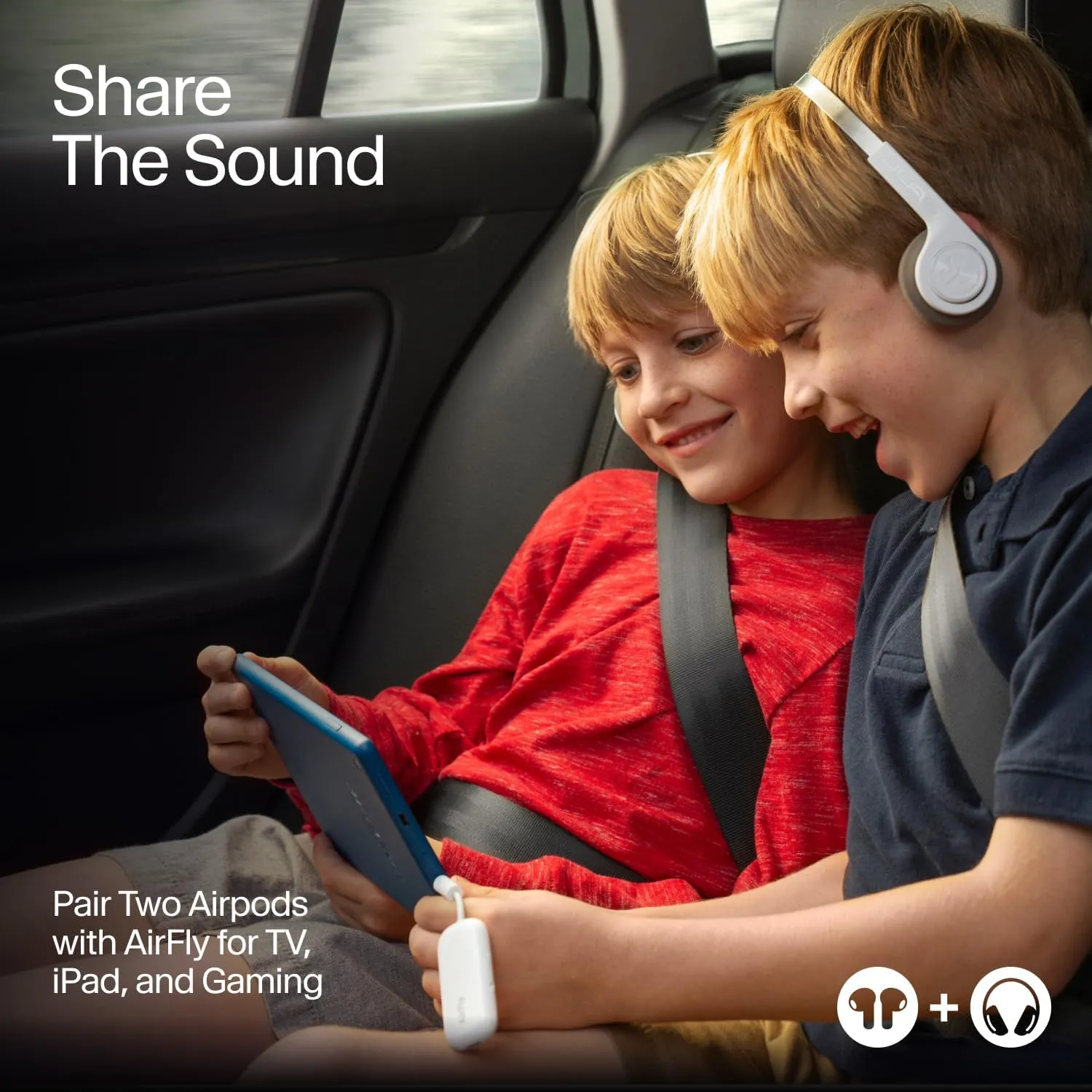Twelve South AirFly Pro | Wireless Transmitter/Receiver with Audio Sharing for up to 2 AirPods/Wireless Headphones to Any Audio Jack for use on Airplanes, Boats or in Gym, Home, auto