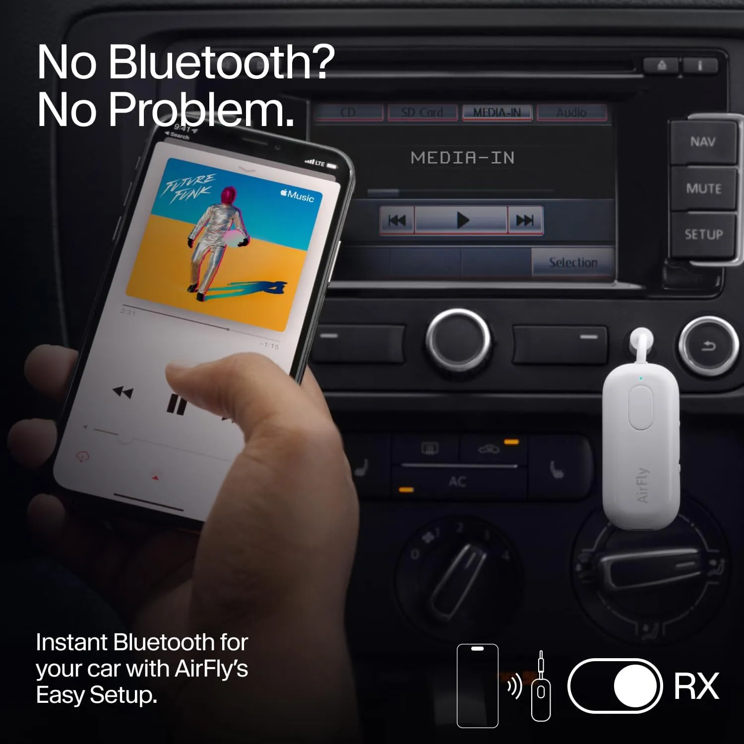 Twelve South AirFly Pro | Wireless Transmitter/Receiver with Audio Sharing for up to 2 AirPods/Wireless Headphones to Any Audio Jack for use on Airplanes, Boats or in Gym, Home, auto