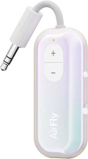 Twelve South AirFly SE | Bluetooth Wireless Audio Transmitter Adapter for AirPods/Headphones, 20  Hr Battery, works with 3.5mm aux jacks on Airplanes, TVs, Stereo, Gym equipment and Travel, Iridescent