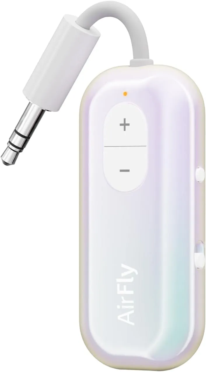 Twelve South AirFly SE | Bluetooth Wireless Audio Transmitter Adapter for AirPods/Headphones, 20  Hr Battery, works with 3.5mm aux jacks on Airplanes, TVs, Stereo, Gym equipment and Travel, Iridescent