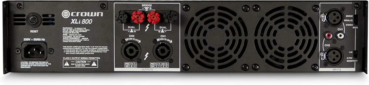 Two-channel-300W at 4Ω Power Amplifier, Black, 300-Watts (XLi800)