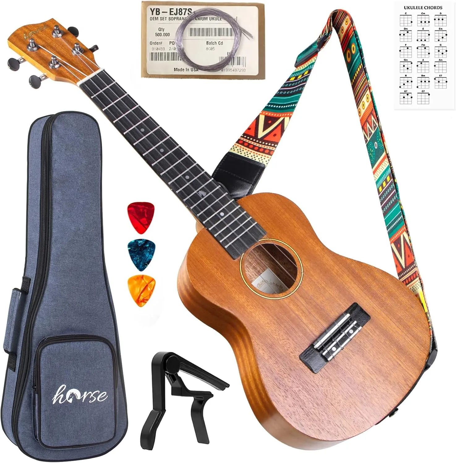 Ukulele, Concert 23 Inch Professional Musical Instrument Ukelele for Adults Horse Uke Beginner Kit W/Gig Bag Strap OEM Strings Hawaiian Guitar Ukalalee Yukalalee Ukalele Yukelele