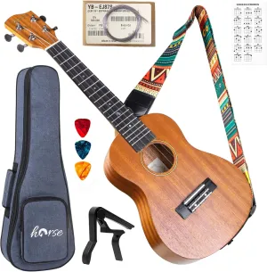 Ukulele, Concert 23 Inch Professional Musical Instrument Ukelele for Adults Horse Uke Beginner Kit W/Gig Bag Strap OEM Strings Hawaiian Guitar Ukalalee Yukalalee Ukalele Yukelele