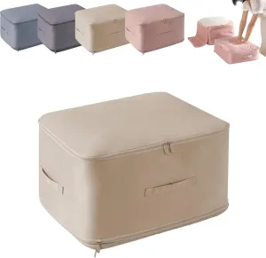 Ultra Space Saving Self Compression Organizer, Storage Tote for Space Saving, Self Compression Moving Organizer Bags for Comforters, Clothes, Blankets (Beige,X-Large)
