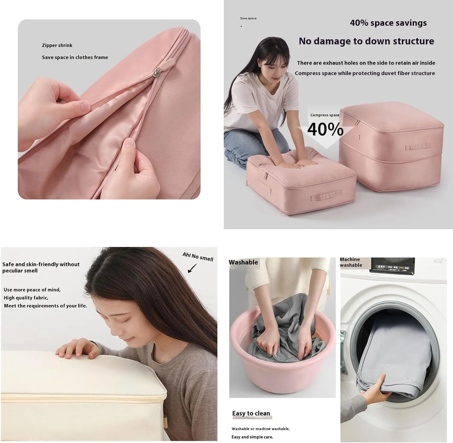 Ultra Space Saving Self Compression Organizer, Storage Tote for Space Saving, Self Compression Moving Organizer Bags for Comforters, Clothes, Blankets (Beige,X-Large)
