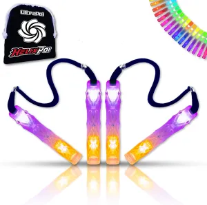 UltraPoi HelixPoi Set – LED Visual Poi with 70  Color Modes – Spinning Light LED Poi w/LED Glowstick Handles, Soft Cases & Adjustable Leashes – Ideal Flow Arts for Music Festivals, Parties, & Raves