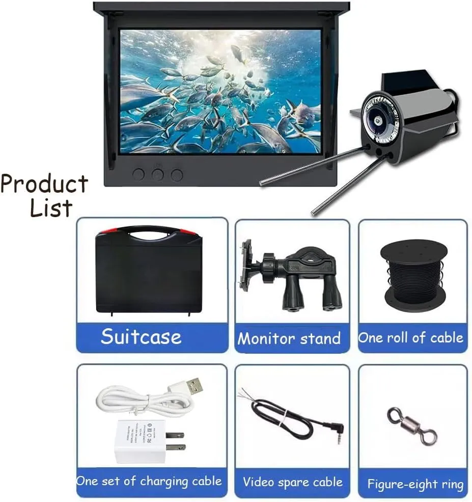 Underwate Fishing Camera,4.3 5 Inch High Definition LCD Display,Portable Fish Camera,8000mah Li-Battery,Beginner Fish Finder for Boat Lake Kayak Ice Fishing Exploration(20m,5in)