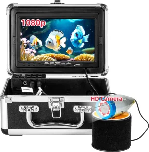 Underwater Camera, 7" HD LCD DVR Fish Finder With 36pcs Infrared White Dual Lights, 1200TVL Waterproof IP68 for Boat, Lake, Ice Fishing